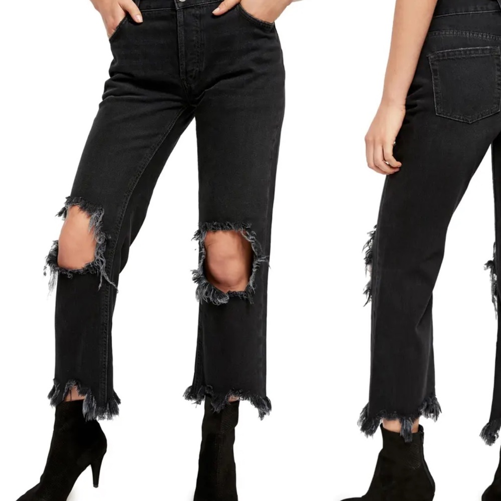 Free People Black Maggie Jean